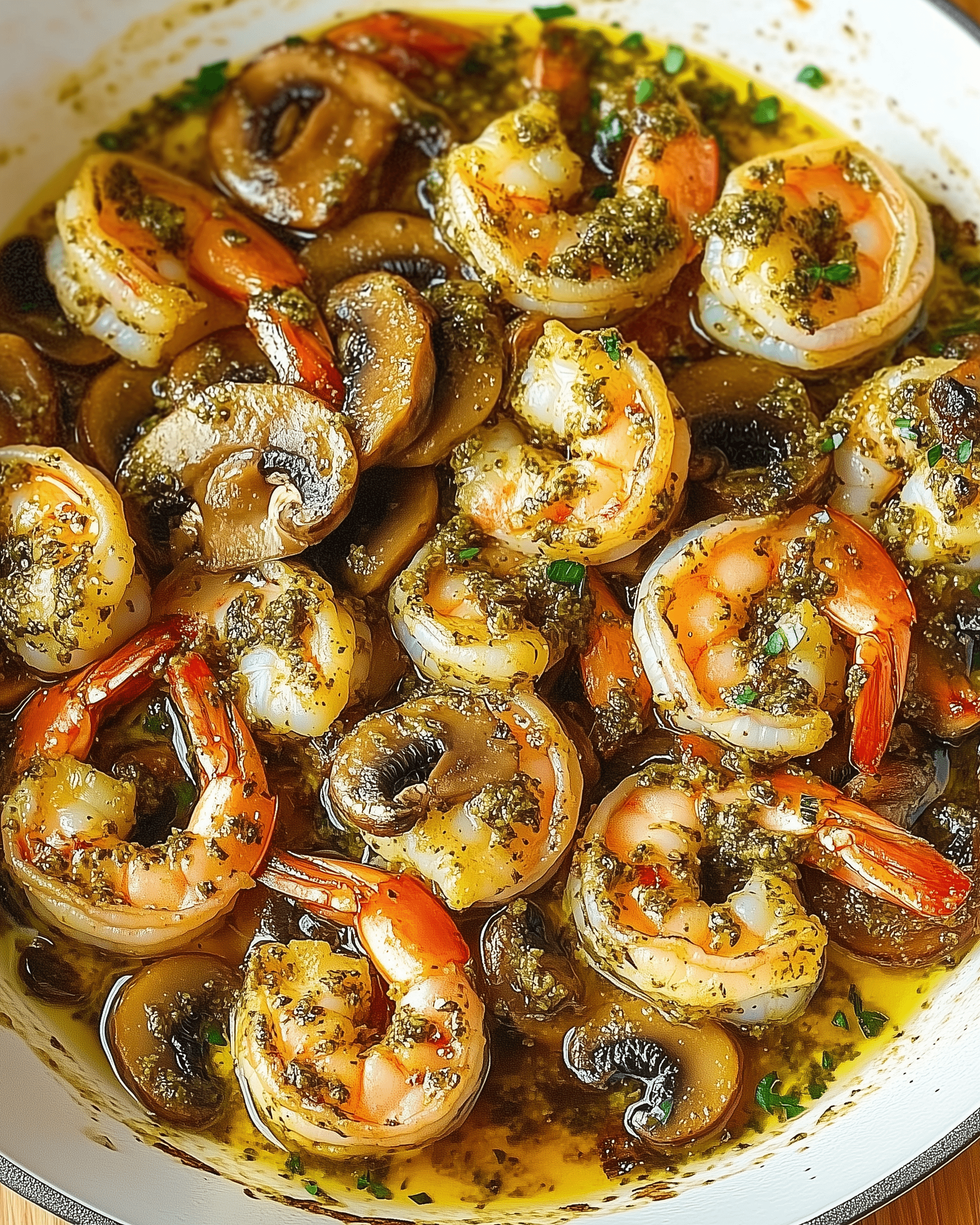 Pesto Shrimp with Mushrooms