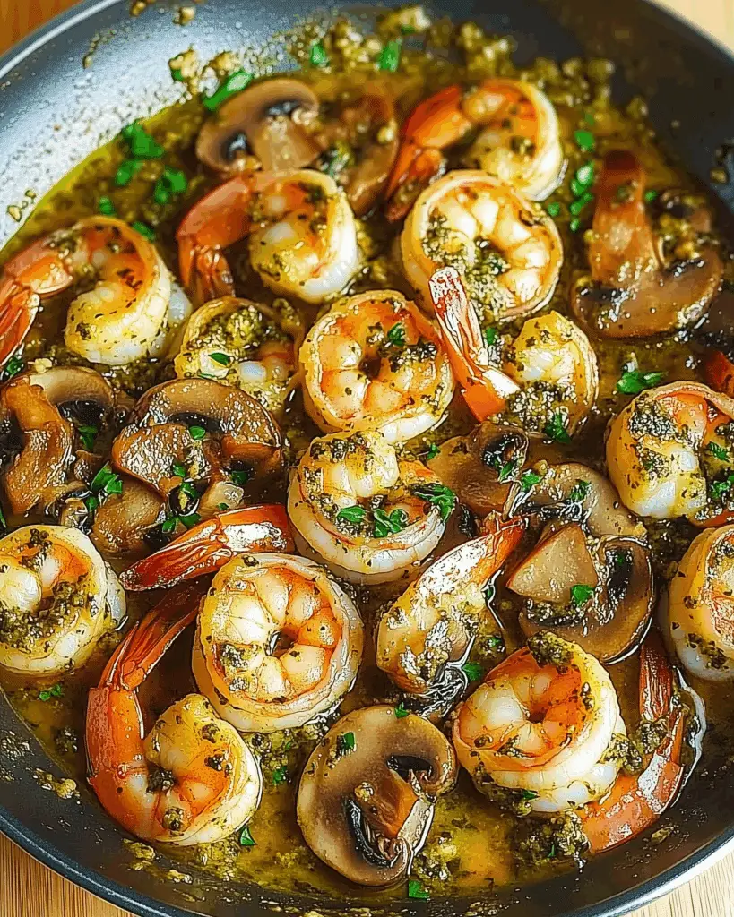 Pesto Shrimp with Mushrooms