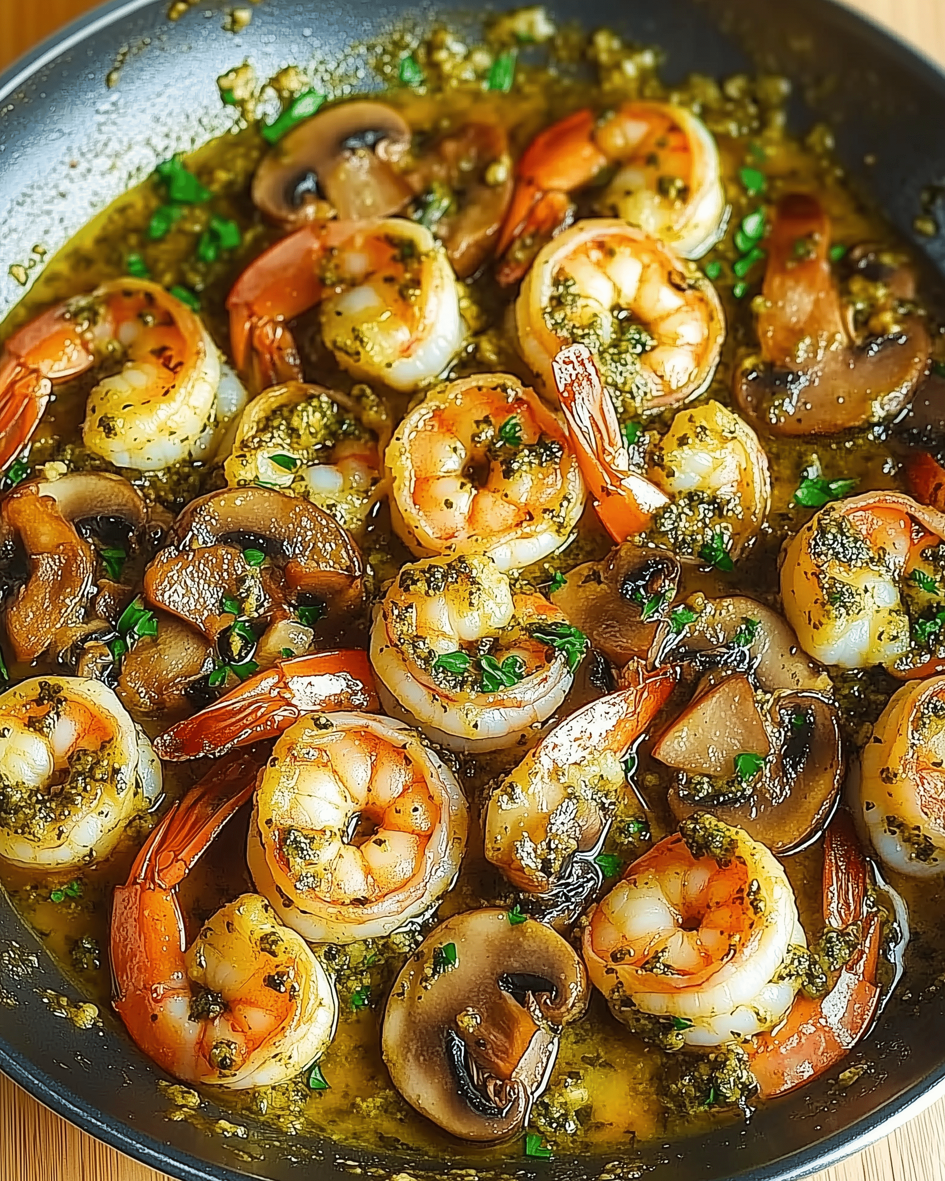 Pesto Shrimp with Mushrooms