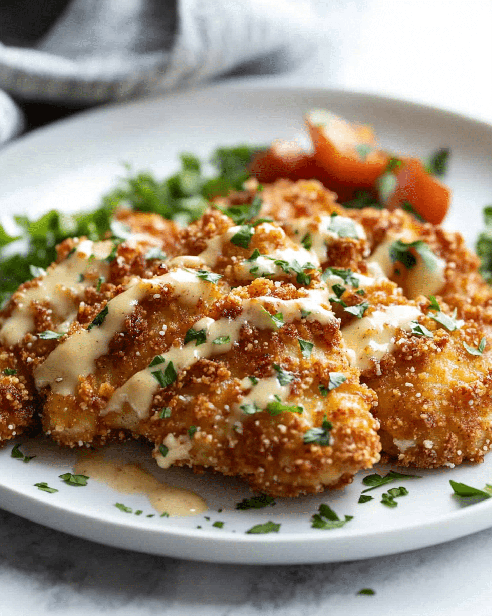 Pretzel Crusted Chicken with Mustard Cheddar Sauce