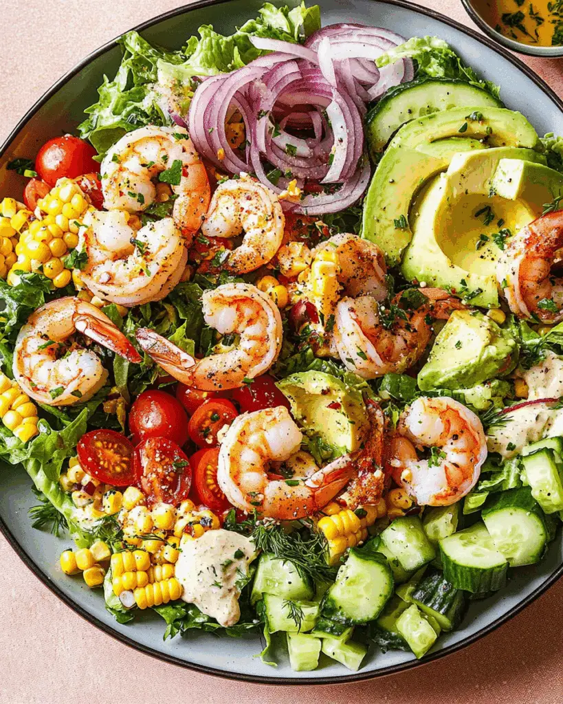 Shrimp Avocado Salad with Tahini Dressing