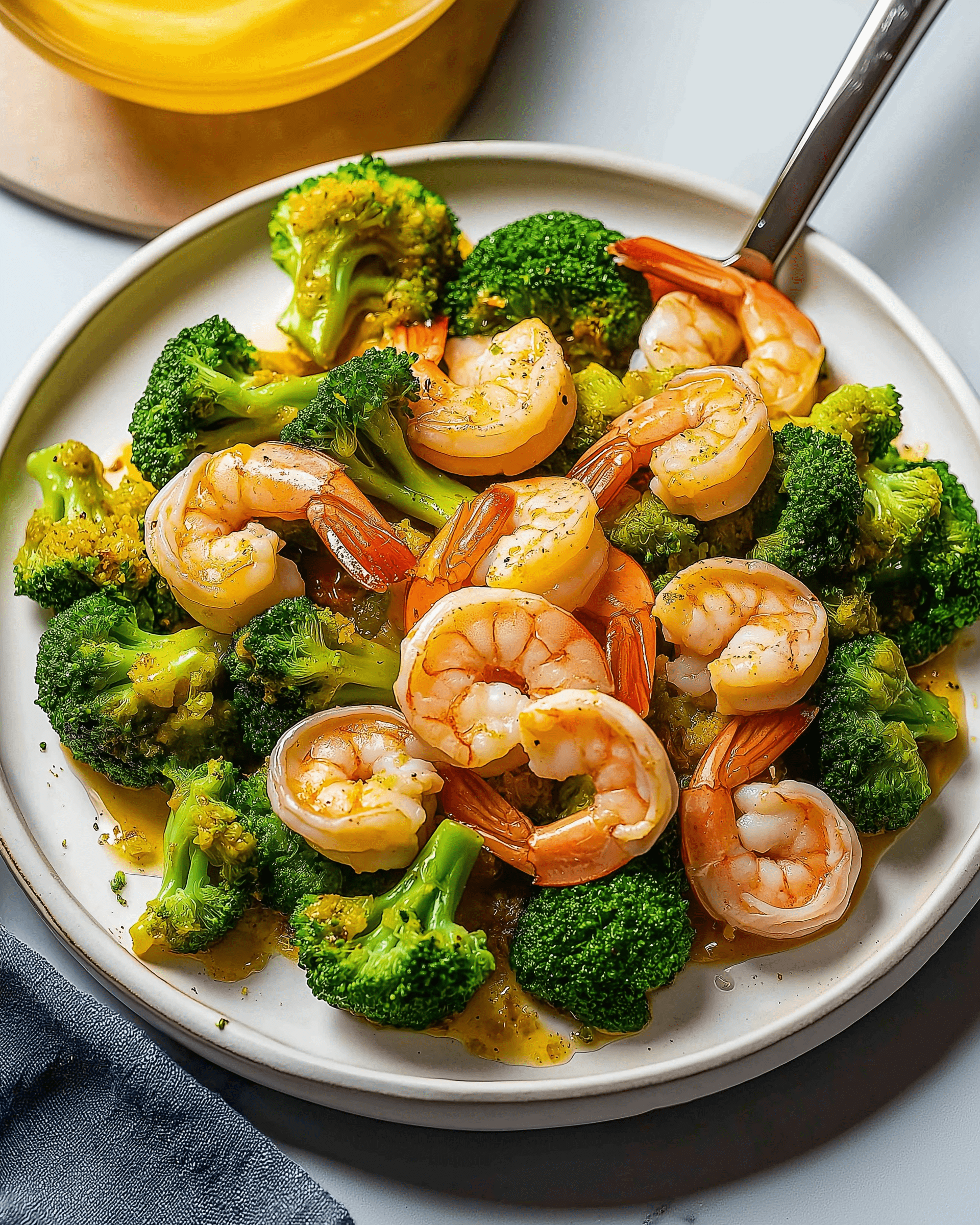 Shrimp and Broccoli Skillet with Ladolemono Sauce
