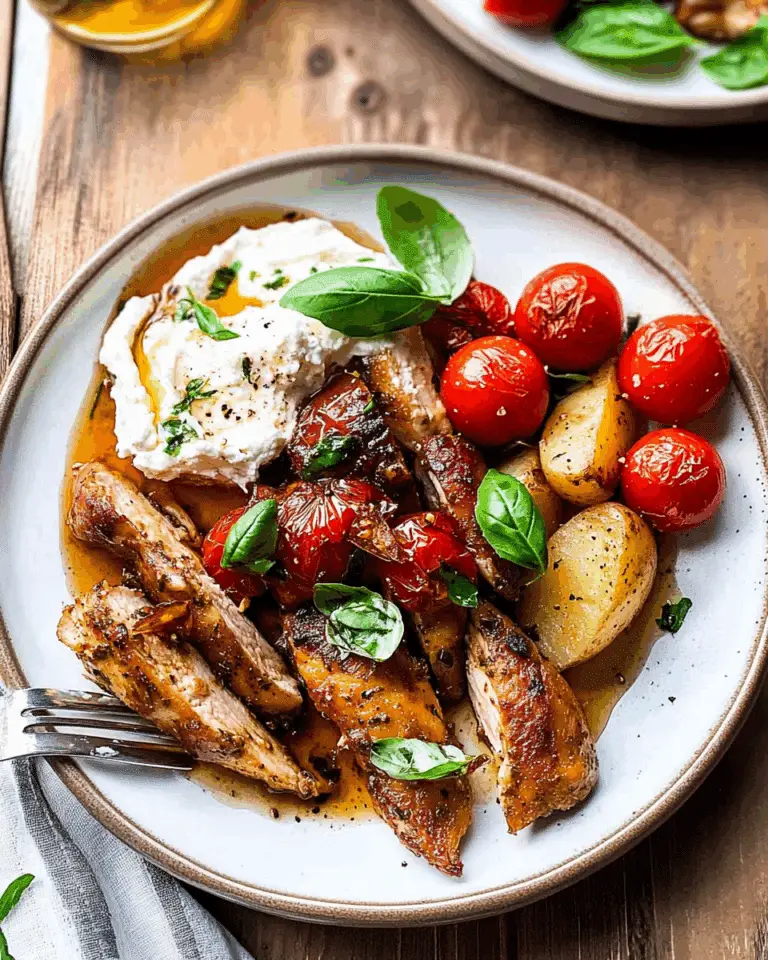 Tomato Herb Chicken and Potatoes with Honey Whipped Feta