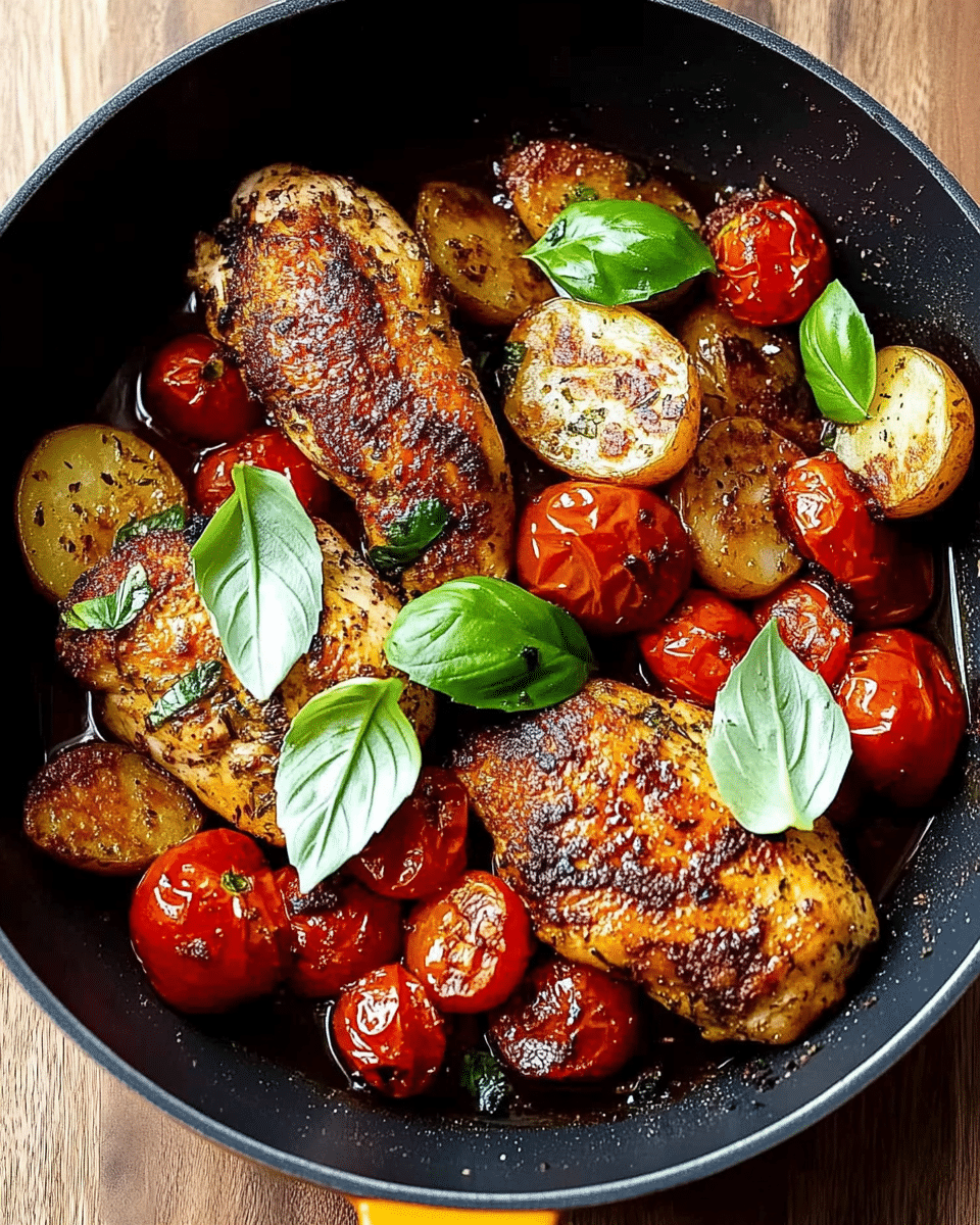Tomato Herb Chicken and Potatoes with Honey Whipped Feta