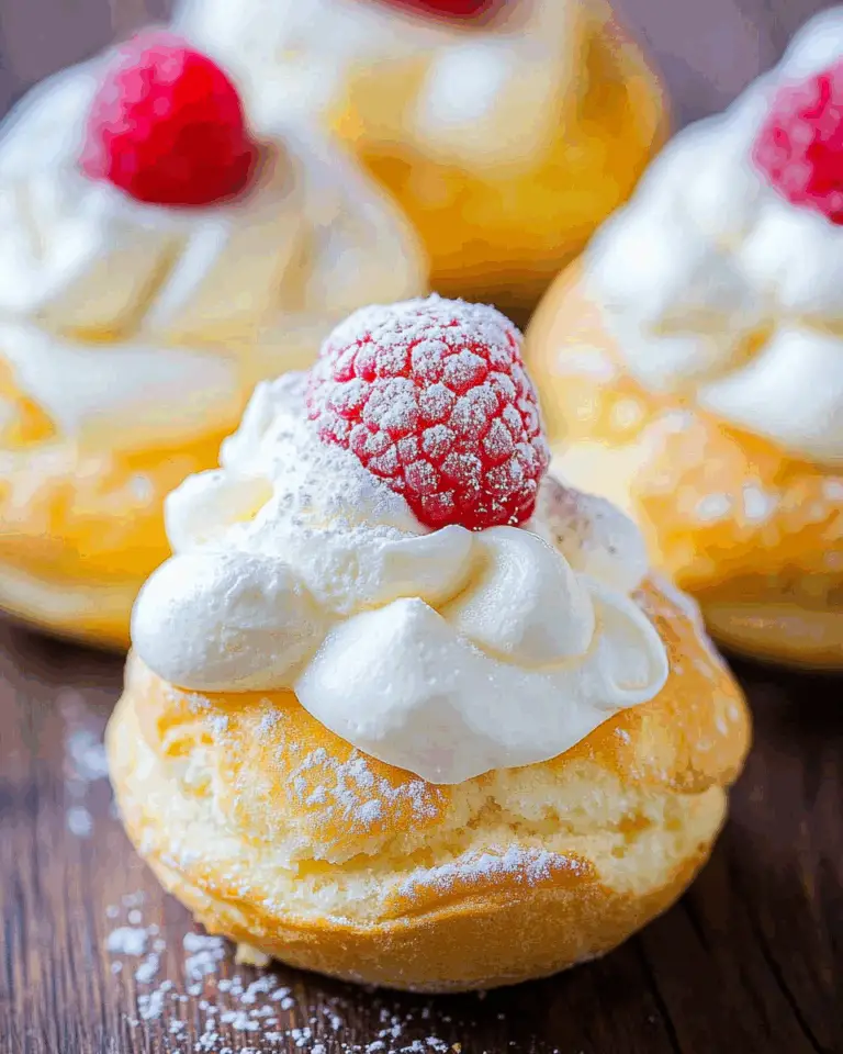 Cream Puffs with Sweet Cream and Raspberries