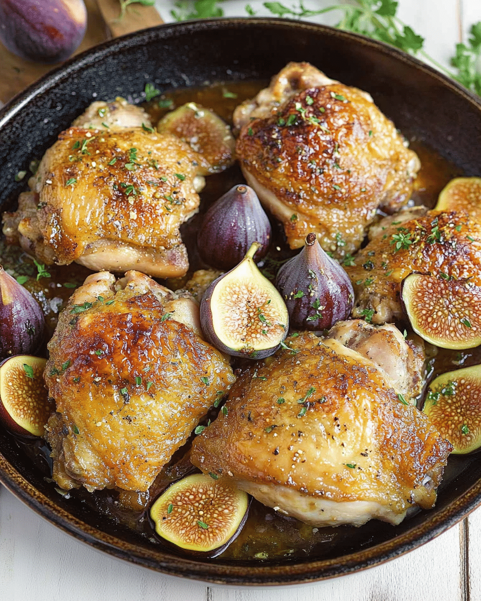 Pan Roasted Crispy Chicken Thighs with Figs
