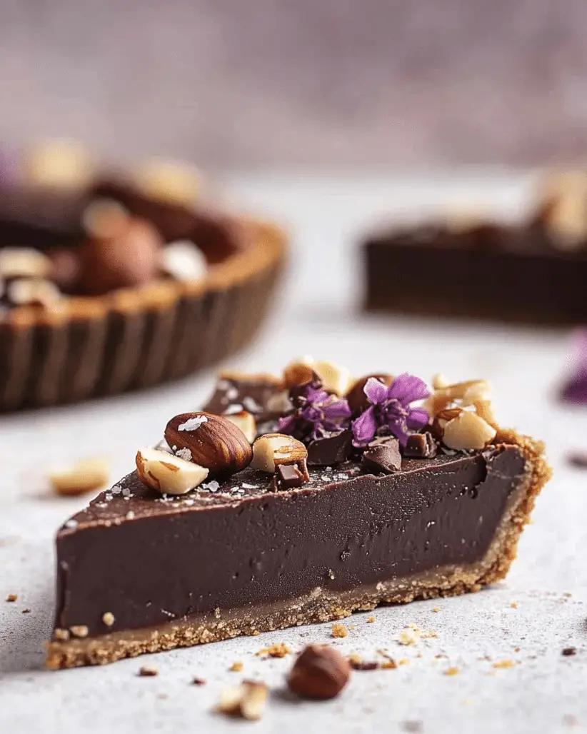 Hazelnut Chocolate Tart with Candied Hazelnuts