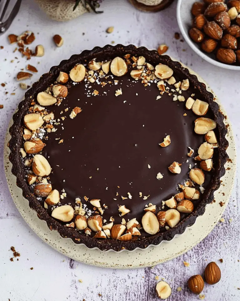 Hazelnut Chocolate Tart with Candied Hazelnuts