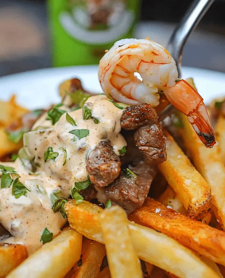 Loaded Steak Fries with Shrimp