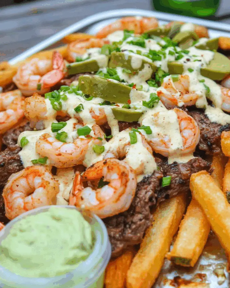 Loaded Steak Fries with Shrimp