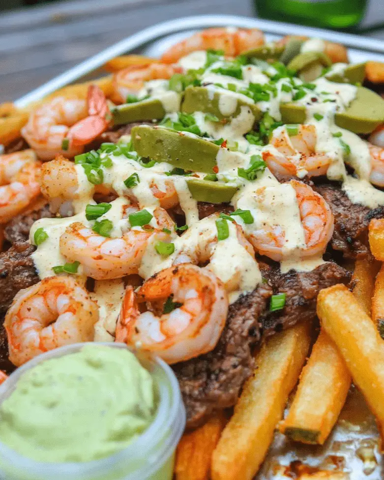 Loaded Steak Fries with Shrimp