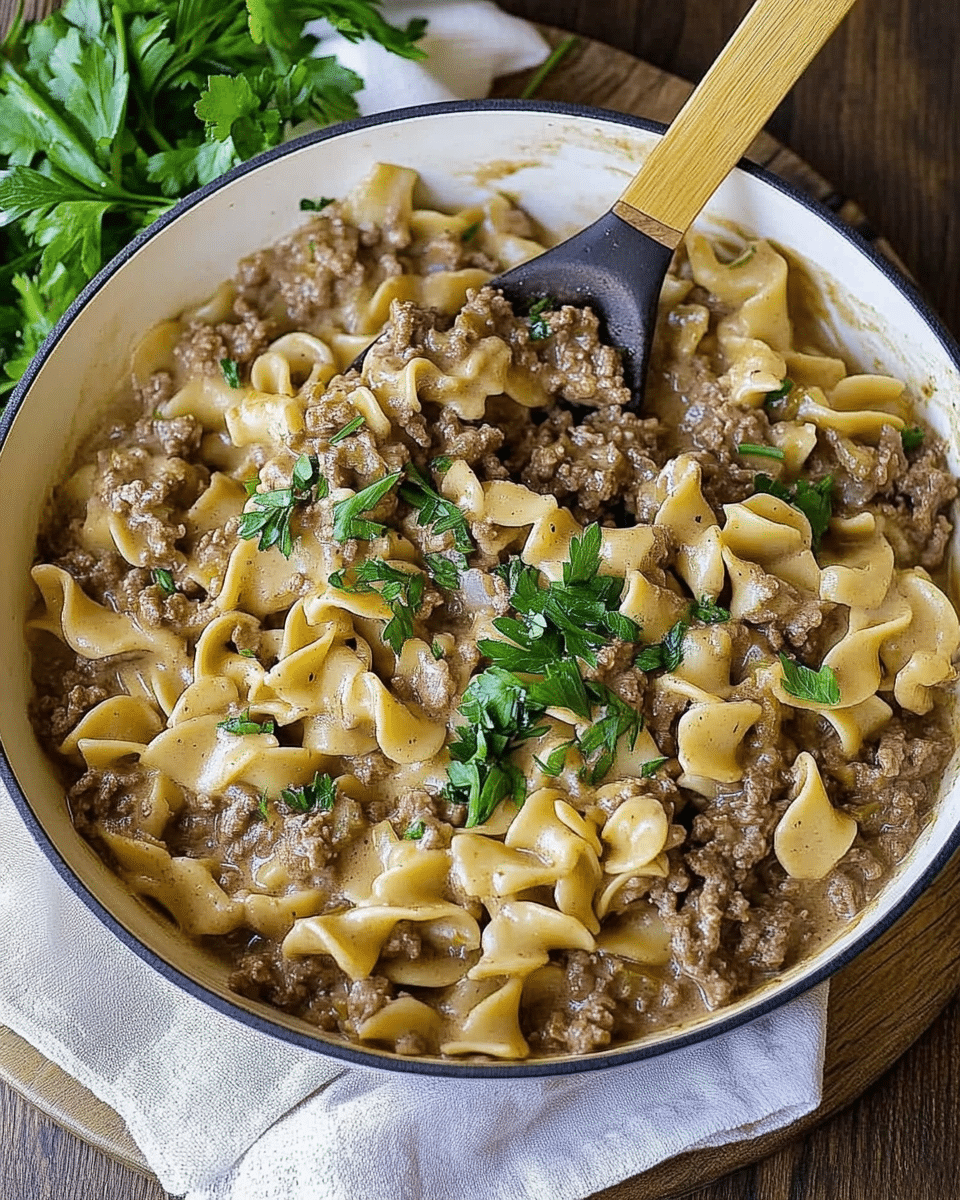 One Skillet Ground Beef Stroganoff