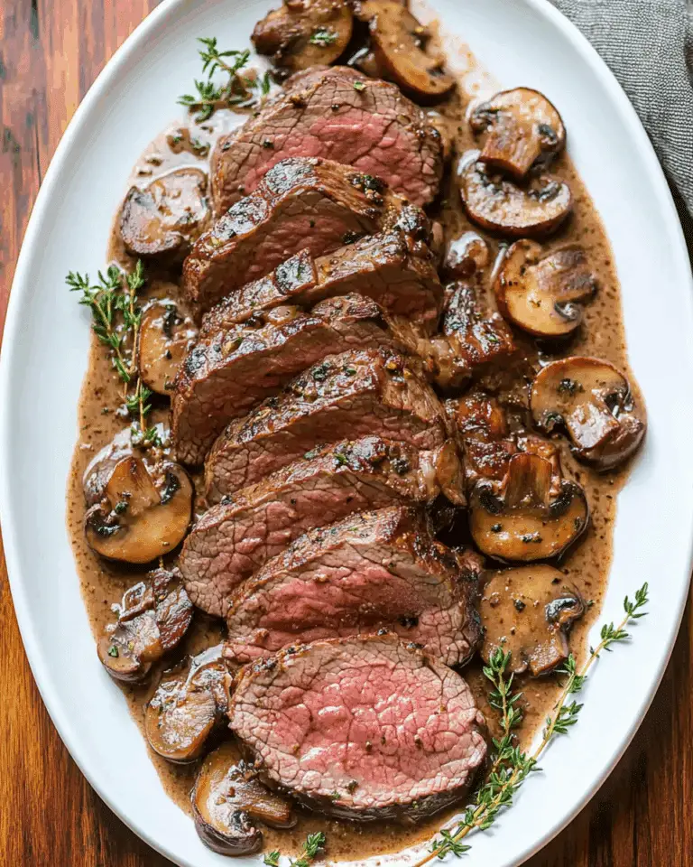 Beef Tenderloin with Creamy Mushroom Sauce
