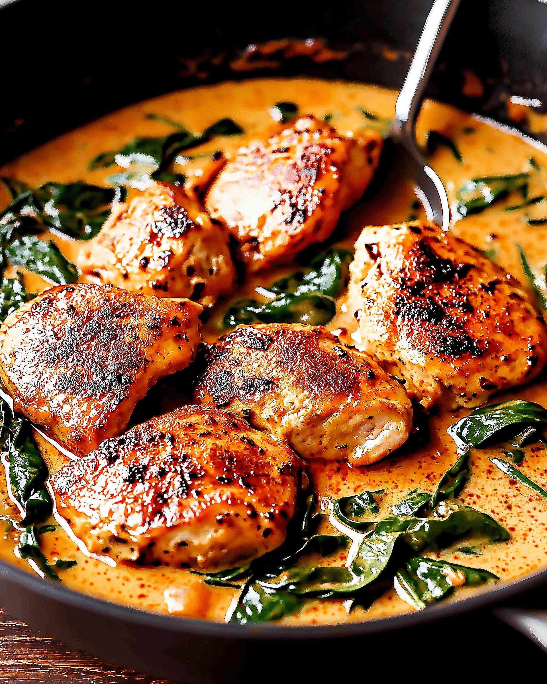 Chicken and Spinach in Creamy Paprika Sauce