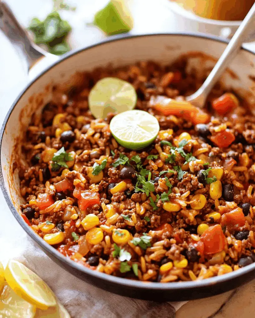 Traditional Mexican Skillet of Beef and Rice