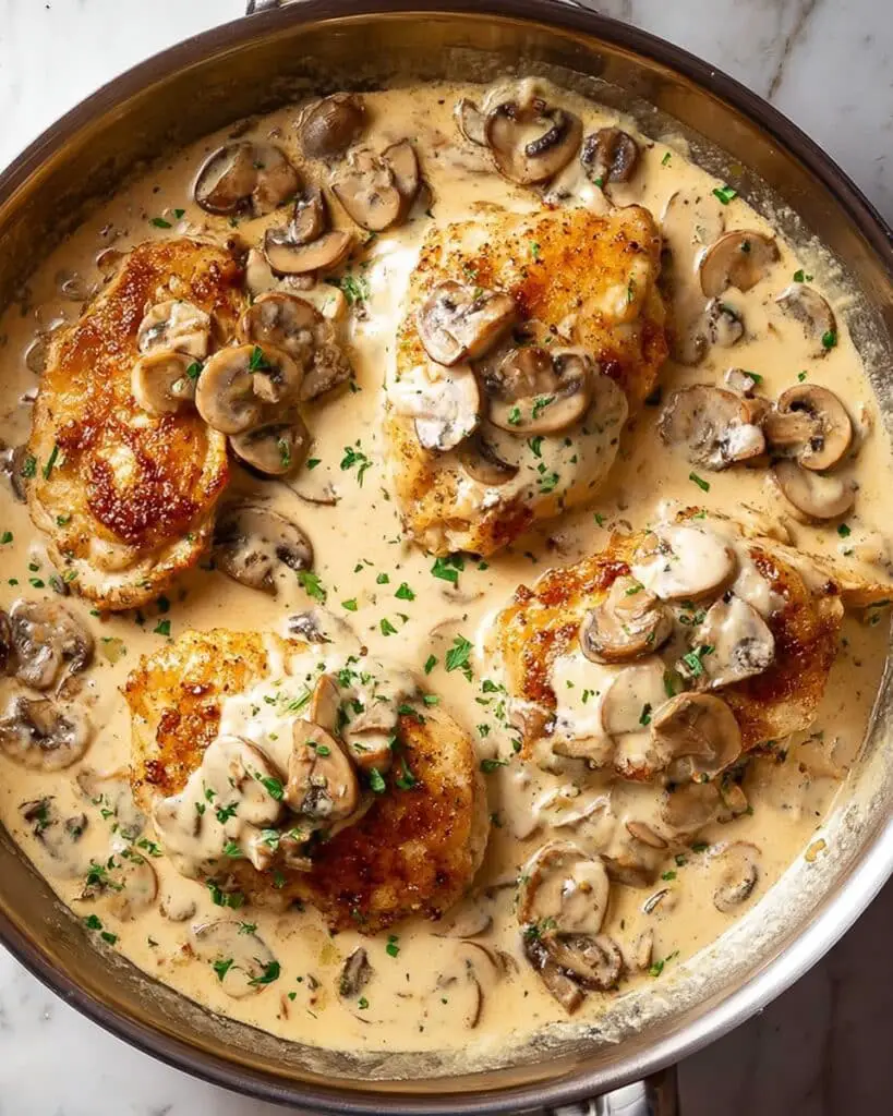 Chicken with Creamy Mushroom Parmesan Sauce Recipe