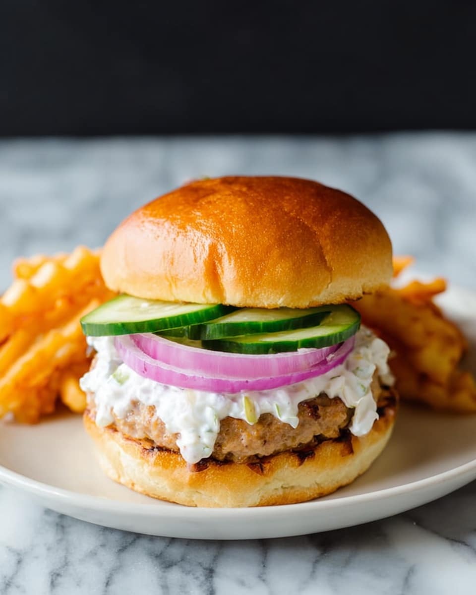 Greek Turkey Burgers with Feta, Lemon, and Tzatziki Recipe