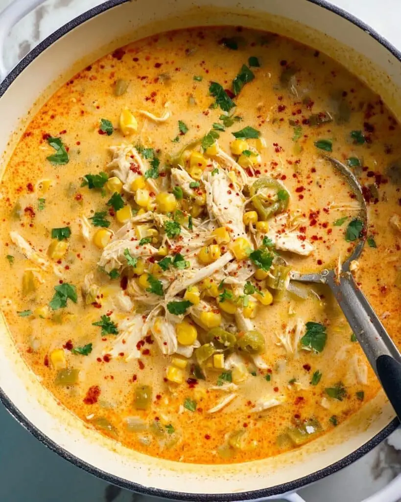 Creamy White Chicken Chili with Roasted Poblano and White Beans Recipe