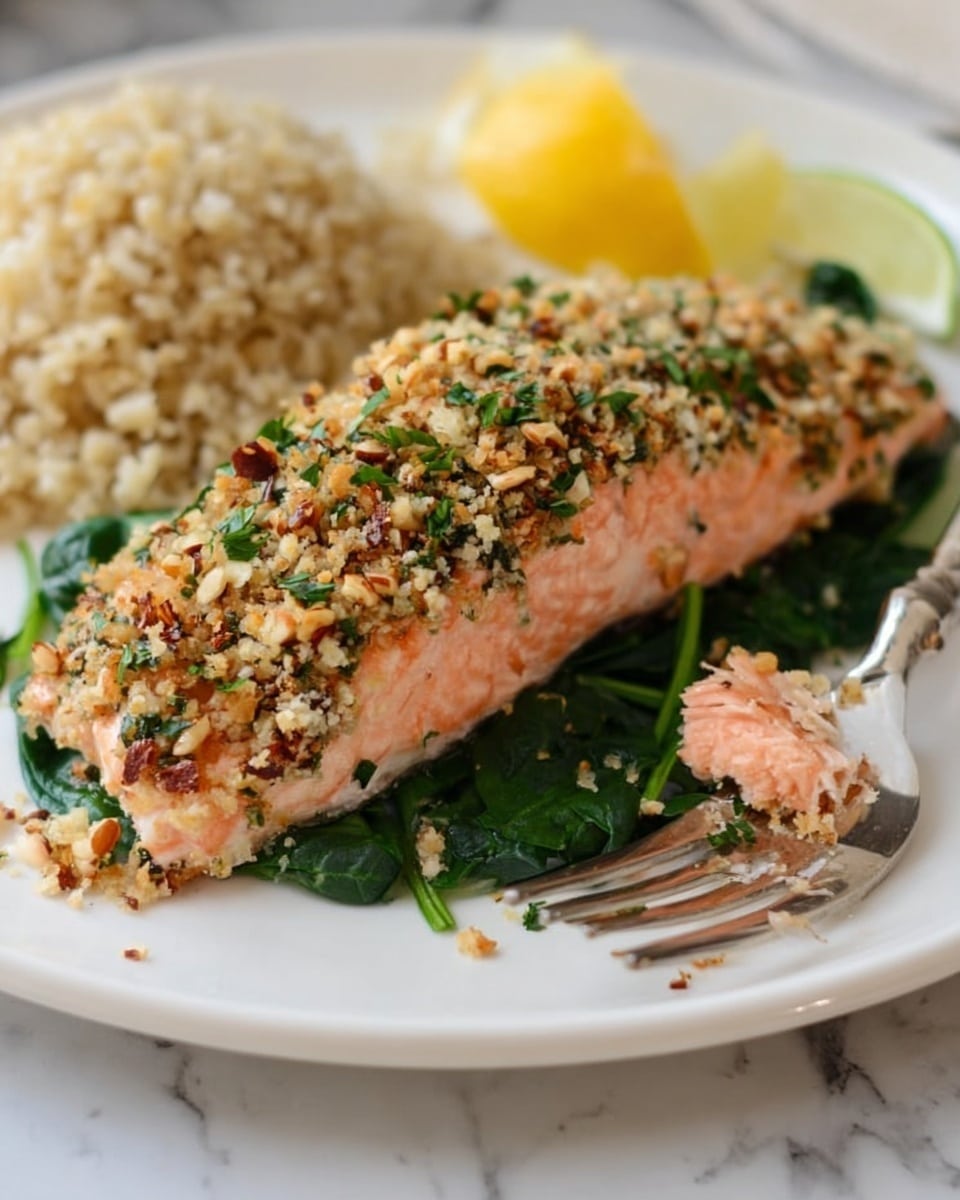 Baked Salmon with Honey Mustard and Pecan Panko Crust Recipe