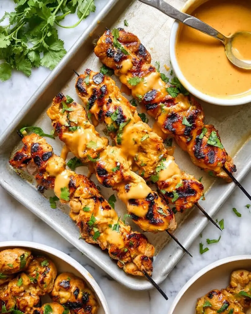 Bang Bang Chicken Skewers with Spicy Sweet Chili Sauce Recipe
