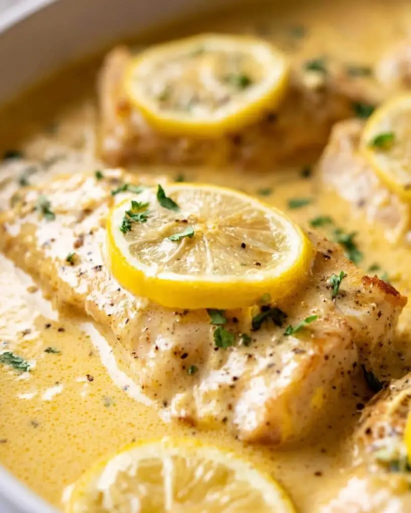 Baked Fish with Lemon Cream Sauce Recipe