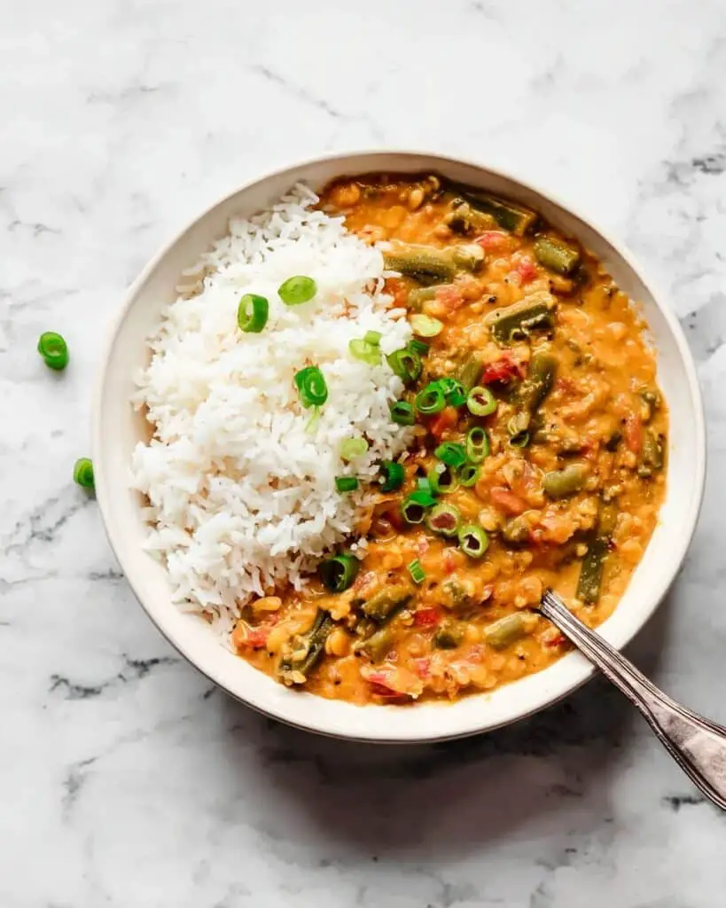 Vegan Instant Pot Gumbo with Roasted Okra and Spicy Tomato-Lentil Broth Recipe