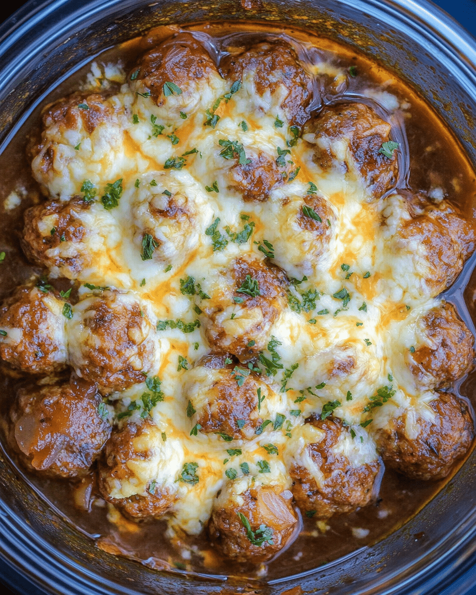 Crock Pot French Onion Meatballs
