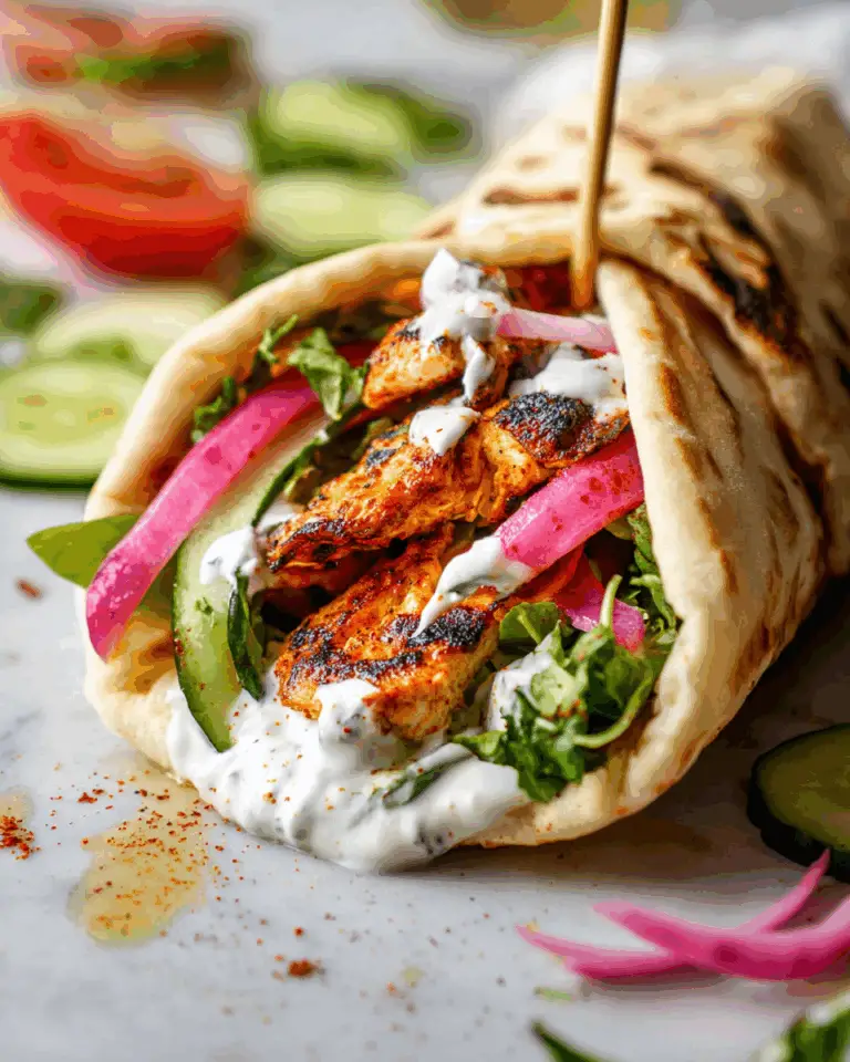 Juicy Chicken Shawarma Wraps with Fresh Veggies and Homemade Naan Recipe