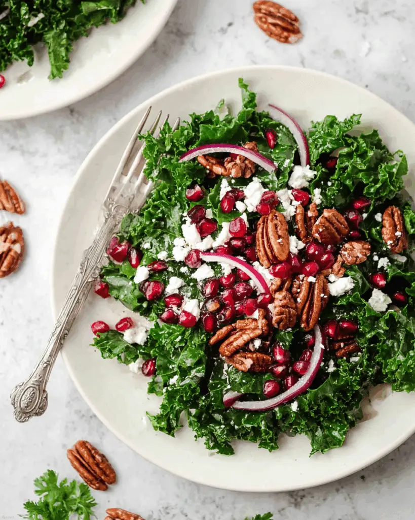Winter Kale Salad with Pomegranate, Feta, and Toasted Pecans Recipe