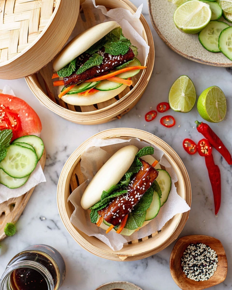 Steamed Bao Buns with Marinated Tempeh and Fresh Fixings Recipe
