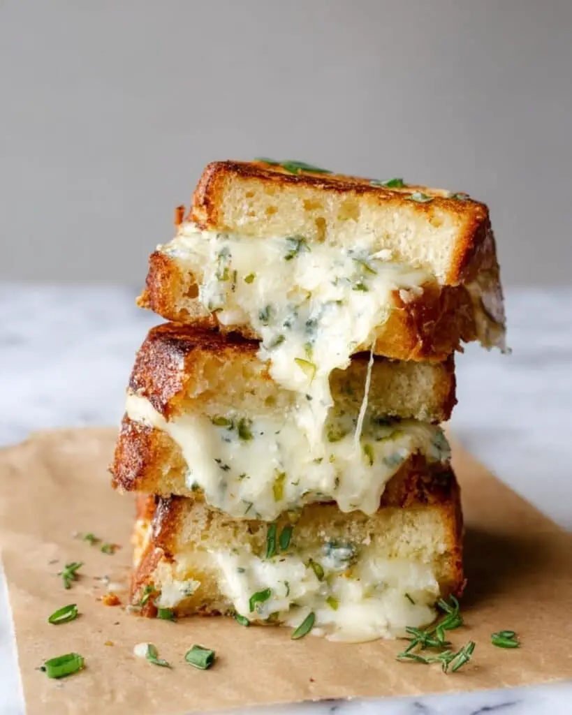 White Garlic Herb Cheese Grilled Cheese Sandwiches Recipe