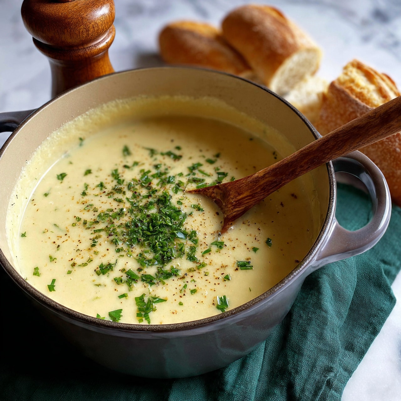 Creamy Potato Leek Soup with Leek Top Broth Recipe