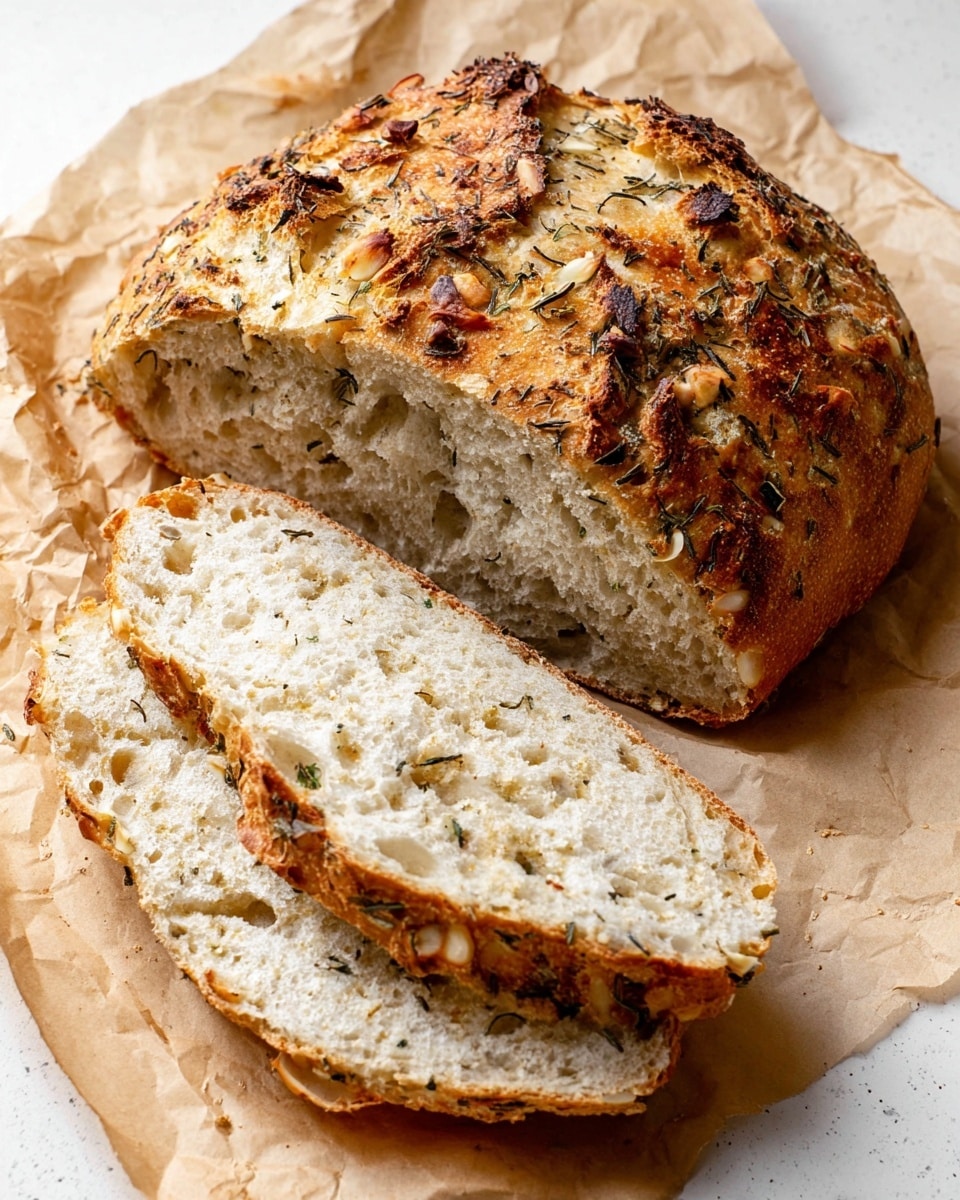 Garlic Herb No Knead Bread Recipe