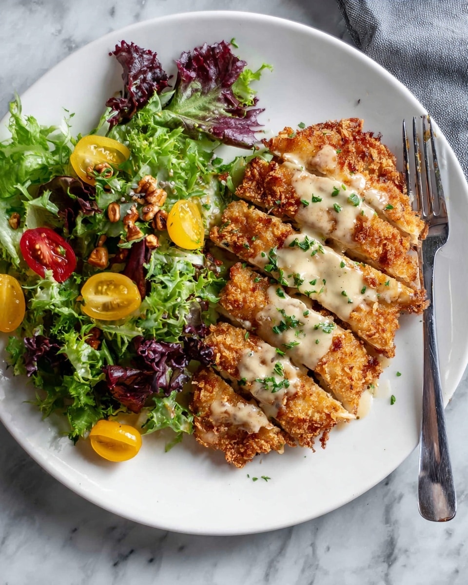 Pretzel Crusted Chicken with Mustard Cheddar Sauce Recipe