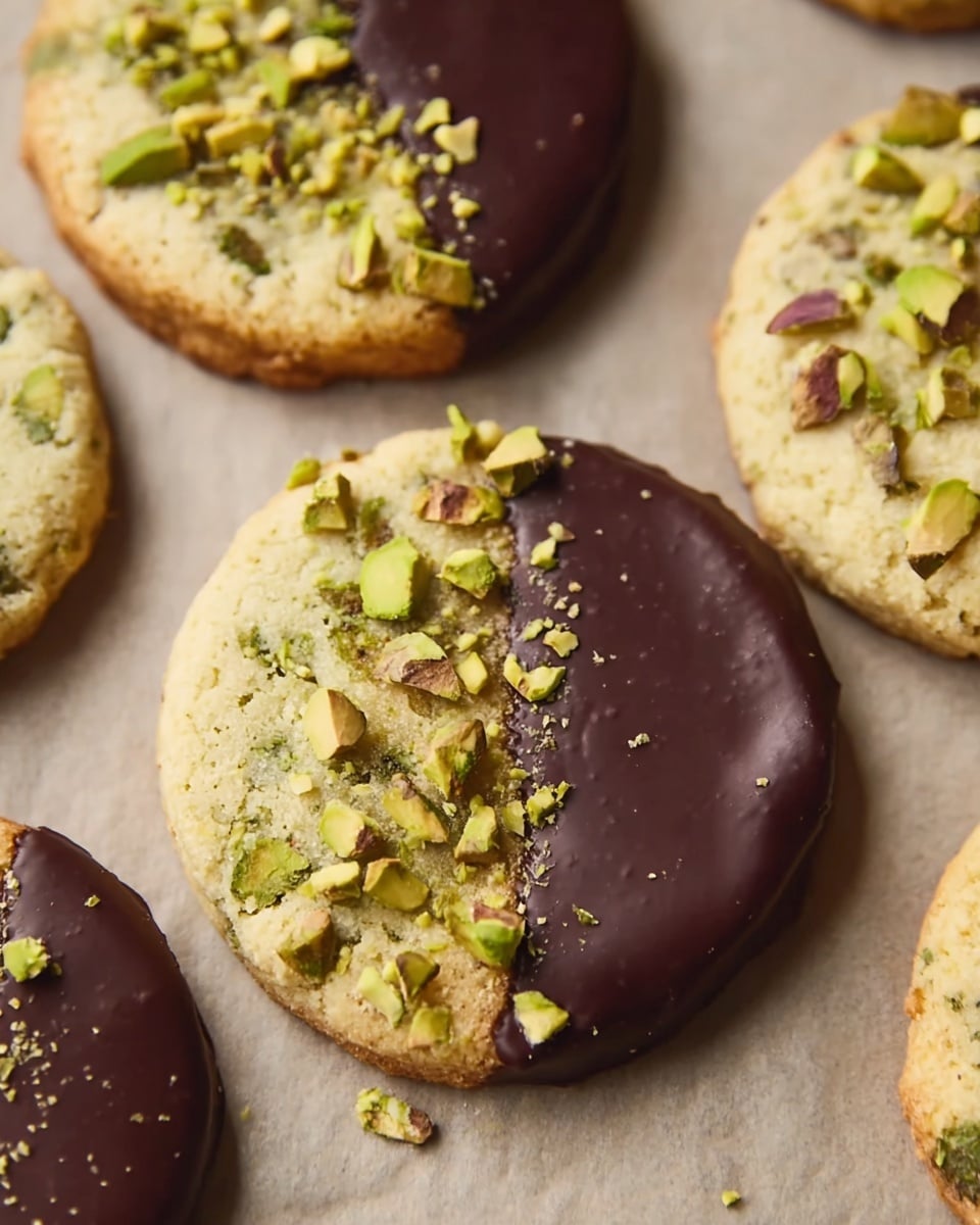 Pistachio Shortbread Cookies with Dark Chocolate and Pistachio Topping Recipe