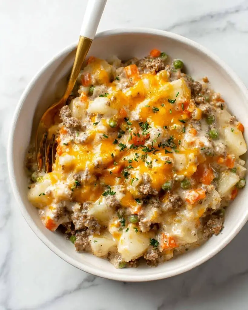 Cheesy Ground Beef and Potato Casserole Recipe