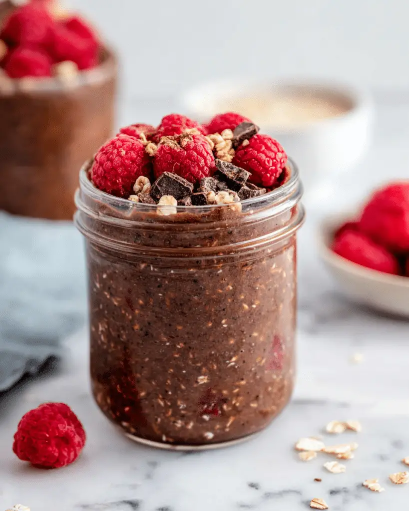Chocolate Raspberry Overnight Oats Recipe