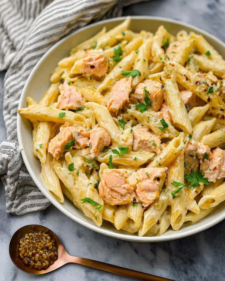 Creamy Honey Mustard Salmon Pasta Recipe