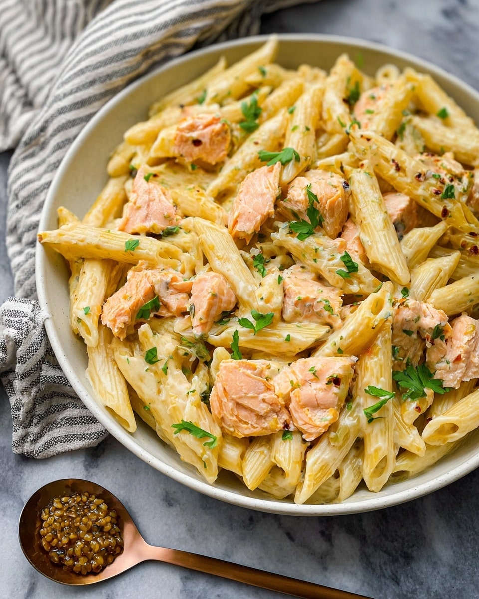Creamy Honey Mustard Salmon Pasta Recipe