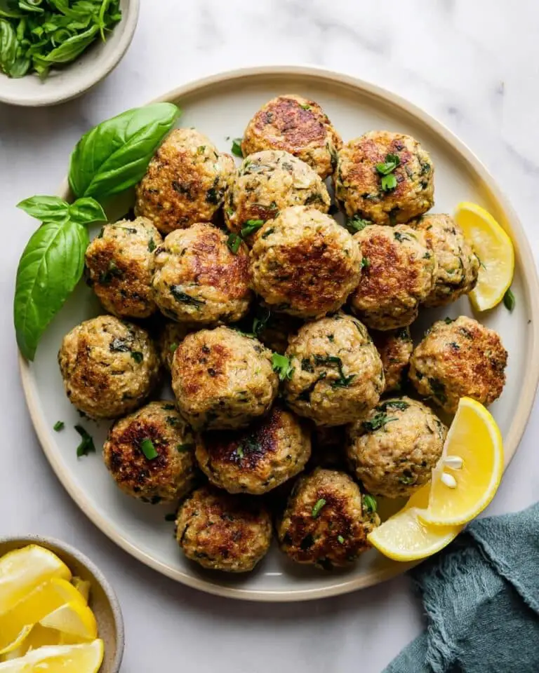 Lemon Herb Turkey Meatballs with Basil Vinaigrette and Greens Recipe