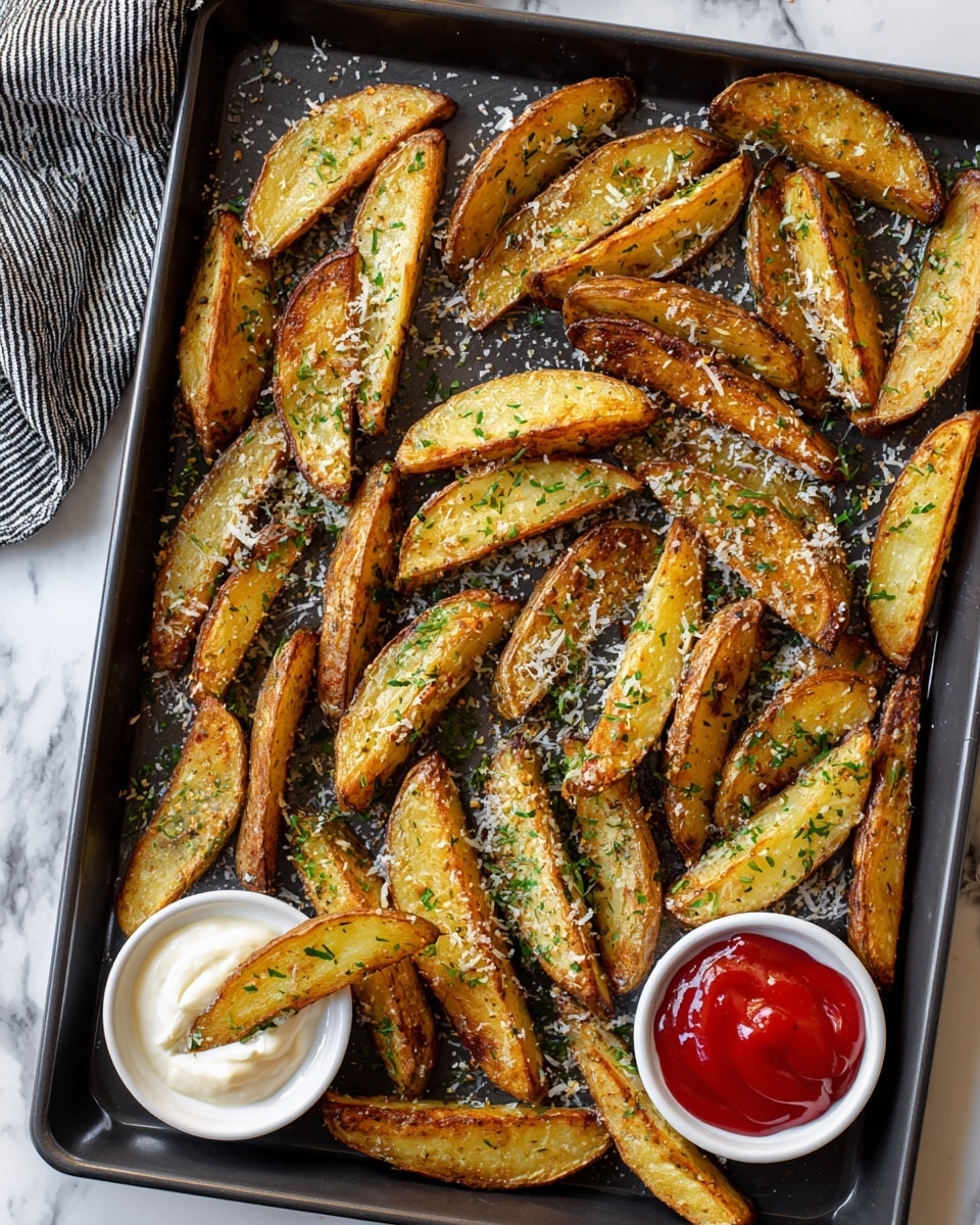 Baked Garlic Parmesan Potato Wedges Recipe