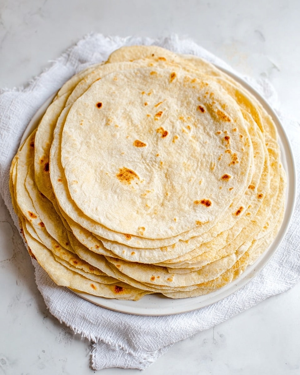 A stack of thin, round flatbreads is arranged on a white plate, each flatbread showing a light golden brown color with small darker spots, indicating slight toasting. The flatbreads have smooth textures with some gentle bubbles and uneven edges, giving a homemade look. The plate sits on a white cloth on a white marbled surface, creating a bright and clean background. The flatbreads are loosely stacked, overlapping each other in a fan shape that fills the plate. Photo taken with an iphone --ar 4:5 --v 7