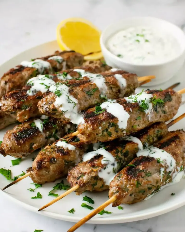 Chicken Kofta Kebabs with Garlicky Yogurt Sauce Recipe