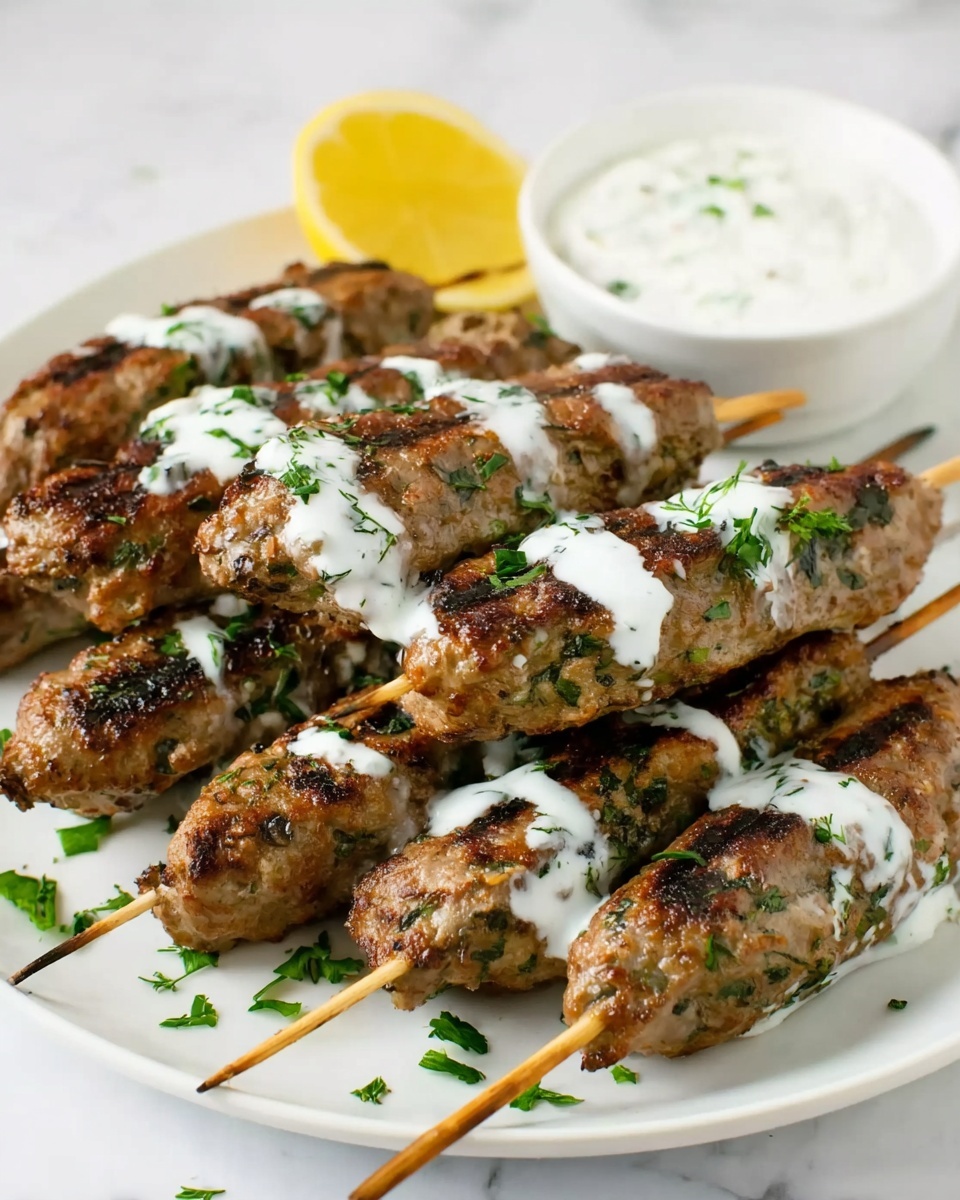 Chicken Kofta Kebabs with Garlicky Yogurt Sauce Recipe