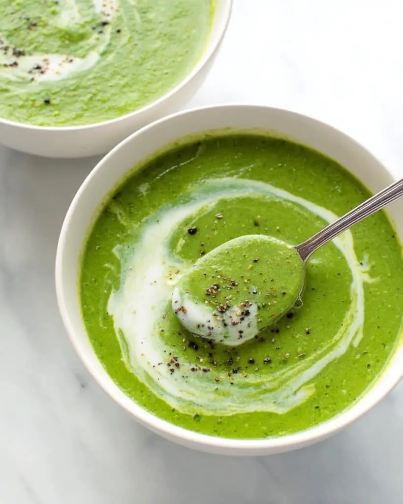 Creamy Broccoli Spinach Soup with Greek Yogurt Recipe