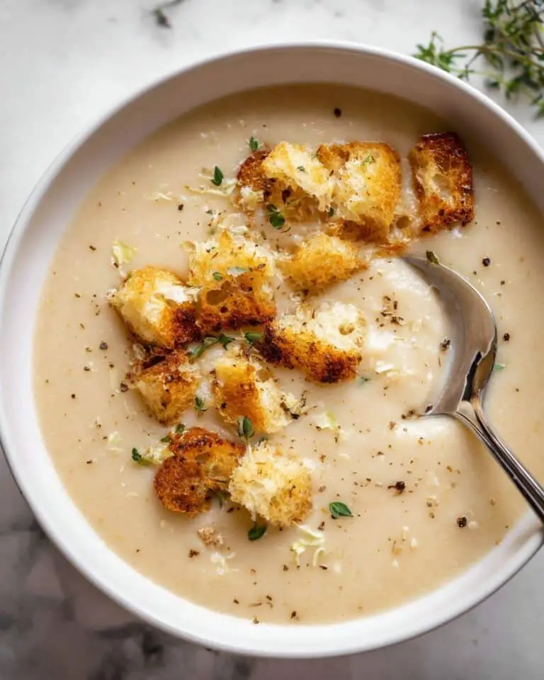 Cauliflower White Bean Soup with Mustard Croutons Recipe