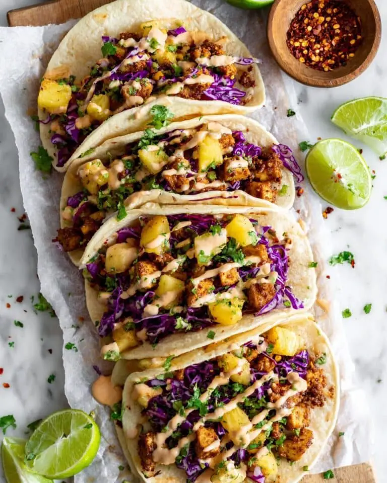 Vegan Thai Tacos with Tofu, Pineapple, and Peanut Sauce Recipe