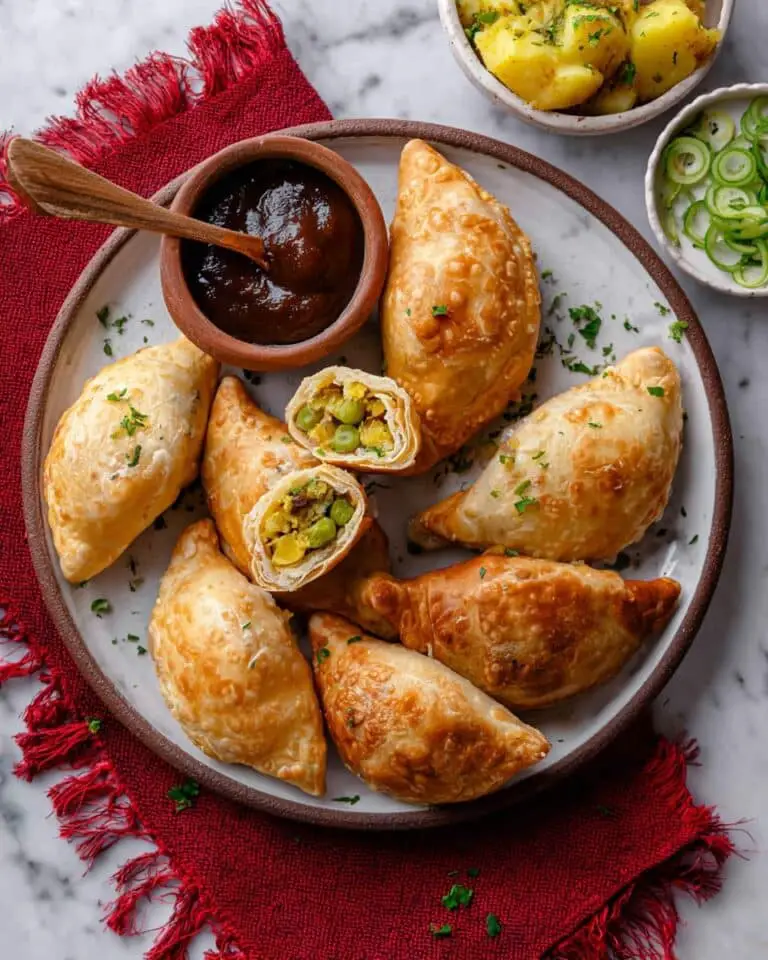 Crispy Potato and Spiced Green Pea Samosas with Chutney Recipe