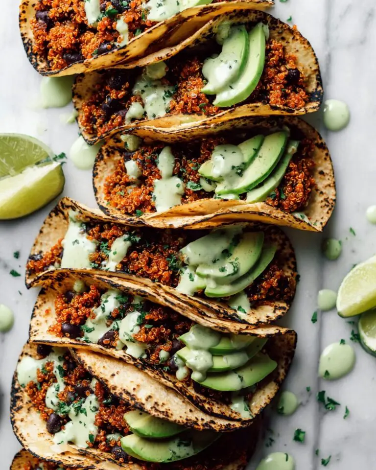 Black Bean Quinoa Tacos with Cilantro Lime Cashew Crema Recipe
