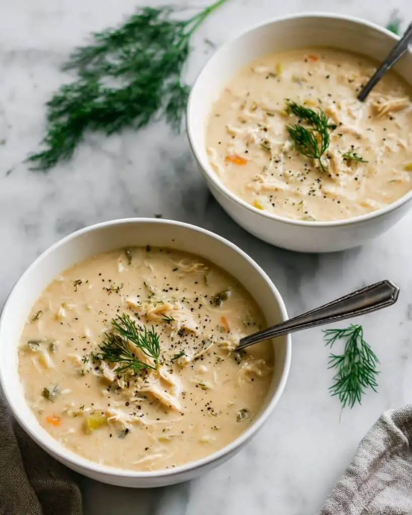 Creamy Avgolemono Soup with Chicken, Rice, and Lemon Recipe